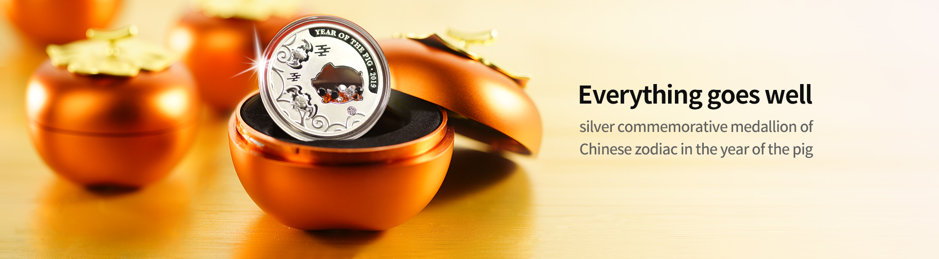 Everything goes well---silver commemorative medallion of Chinese zodiac in the year of the pig